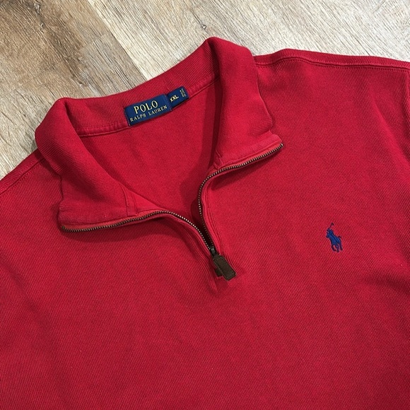 POLO RALPH LAUREN | Red Quarter Zip - Picture 3 of 5